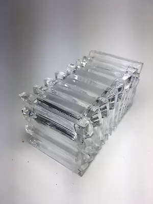 Vintage Cut Glass Crystal Glass Trinket Jewelry Box Rectangle Lidded Perfect. • $16.95