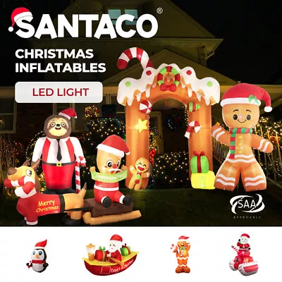 Santaco Christmas Inflatable Decorations Outdoor Xmas Santa LED Lights Party • $32.99