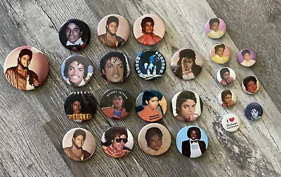 Michael Jackson Vintage Pins Lot Of 24 Pinbacks 1980's • $34