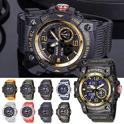 SMAEL Mens Fashion Sports Watch Waterproof Quartz Analog Digital Wrist Watches • $22.99