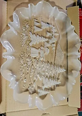 New In Box Mikasa Crystal Christmas Story Divided Dish Platter 17 1/4  SA 600 • $19.99