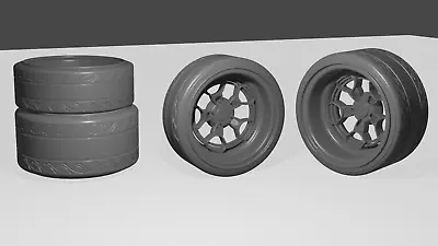 1/24 Porsche Rotiform HUR Wheels Tires&Brake Discs Diorama Or Diecast UNPAINTED • £8