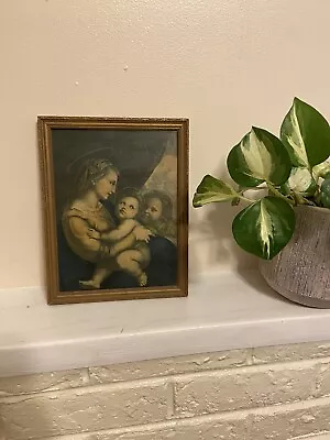 Vintage Madonna Of The Chair By Raphael Art Print 7”x 9” Wooden Frame • $29.99