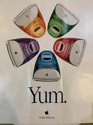 Vintage Apple Computer IMac 5 Flavors Yum Poster 1999 24x31 Think Different  • $54.99