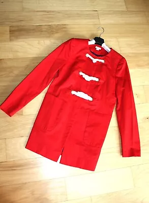 J Crew Jacket Coat Red Nautical Rope Toggle Closure Lined Pocket Womens SZ 8 NWT • $45