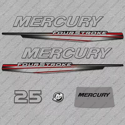 Mercury 25 Hp Four Stroke 2013-2017 RED Outboard Engine Decals Sticker • $40.49