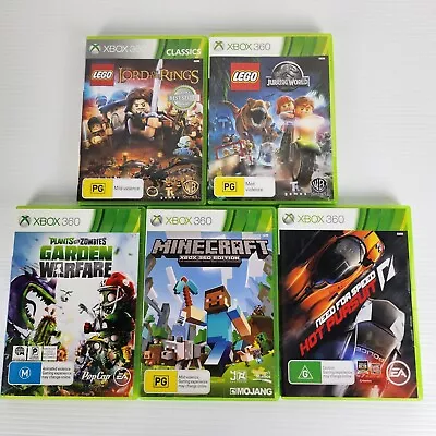XBOX 360 Custom 5x Kids Video Game Bundle Lot LEGO LOTR Need For Speed 🦊 • $40