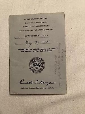 Vintage EXPIRED International Drivers License Photo ID Identification 1958 USA • $9.99