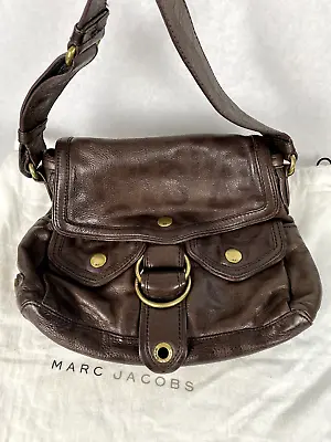 Marc Jacobs Brown Bag Signature Embossed Leather Double Pockets Large Hobo • $118.88