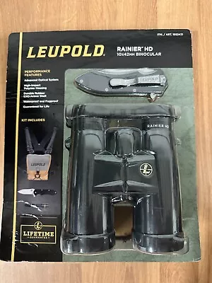 New Leupold Rainier HD 10x42mm Binocular/Carry Bag/Knife Kit  Sealed!! • $124.98