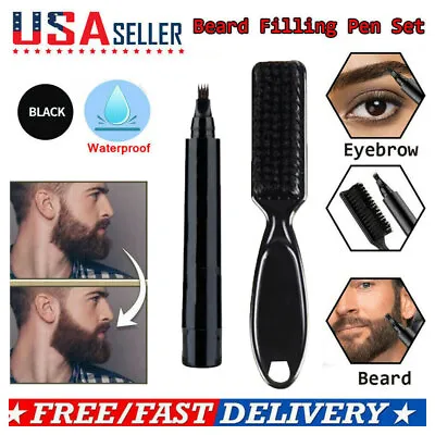 1× Waterproof Beard Pencil Filler Hair Grower Long Last Moustache Eyebrow Brush • $6.99