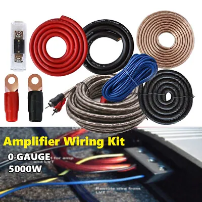5000 Watts 0 AWG GAUGE Car Amplifier Wiring Kit Subwoofer AMP RCA Power Cable • £23.99