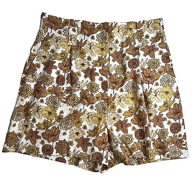 C&C California Floral Linen Blend High Waisted Retro Paperbag Shorts • NWT •Boho • £38.56