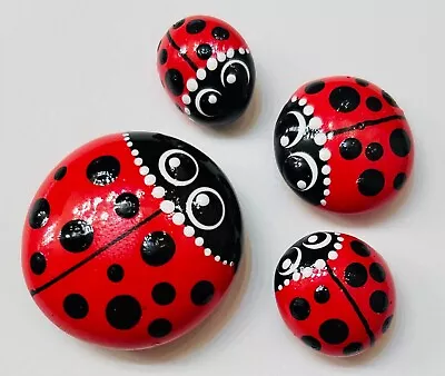 Ladybug Or Honey Bee Magnets Hand-Painted Gift Set Of 4 Adorable Ladybug Family • $8.95