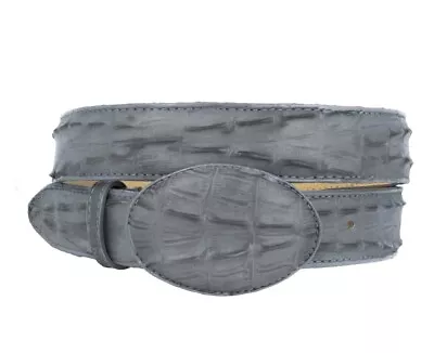 Mens Crocodile Tail Belt Print Leather Western Dress Gray Buckle Cinto • $34.99