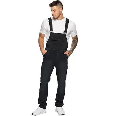 Enzo Mens Dungarees Jeans Denim Overalls Jumpsuit Casual Work Heavy Duty Pants • £24.99
