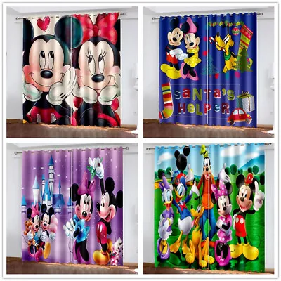 £36.60 • Buy Kids Girls Mickey Mouse Blackout Curtains Window Curtains Ring Top Eyelet Gift