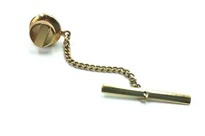 Vintage Gold Tone Round  Simple Classic Tie Chain Clip Tack • $10