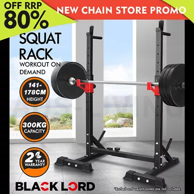 BLACK LORD Adjustable Squat Rack Fitness Weight Lifting Barbell Stand Gym • $84.85