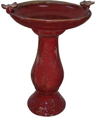 £87.31 • Buy Ceramic Pedestal Birdbath 2 Bird Figurines Durable Ceramic Material Farmhouse