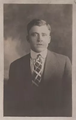 Postcard Vintage Rppc Gentleman Suit Portrait  Early 1900's • $5