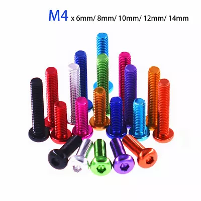 £4.14 • Buy M4 6-14mm Hex Socket Cap Screws Pan / Button Head Bolts Aluminum Alloy Anodizing
