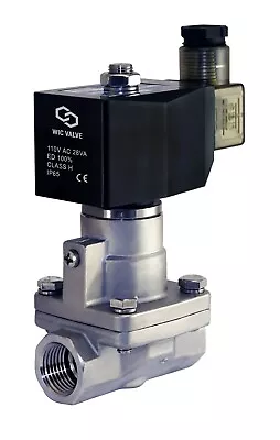 1/2 Inch High Pressure Stainless Steel Steam Solenoid Process Valve 110V AC PTFE • $139.99