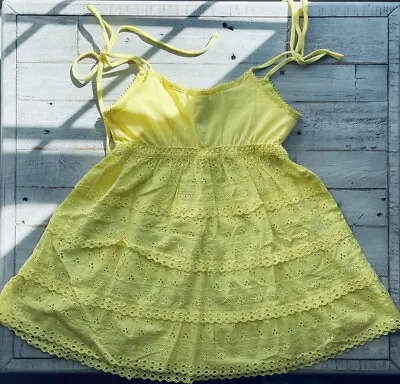 Women’s Yellow Tie Straps Babydoll Tank Size XS Moda International EUC Vintage • $25