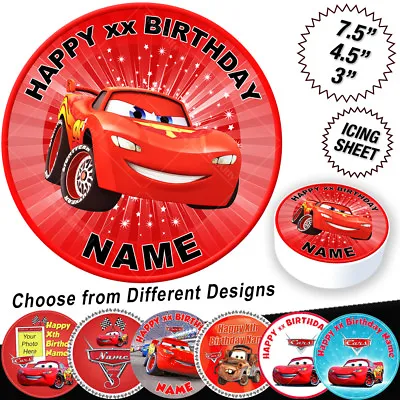 Cars Lightning Cake Topper McQueen Personalised Birthday Edible Icing • £14.47