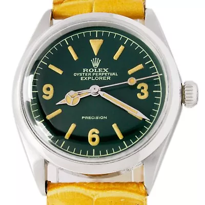 Rolex Explorer Automatic Green Dial Mens Steel Vintage Watch Watch Ref 5500 • $5999