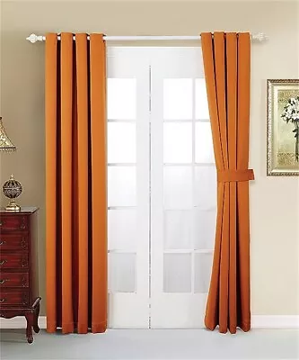 4 Piece Set Blackout Window Curtains 2 Panels And 2 Tiebacks 54x63  For Bedroom • $19.99