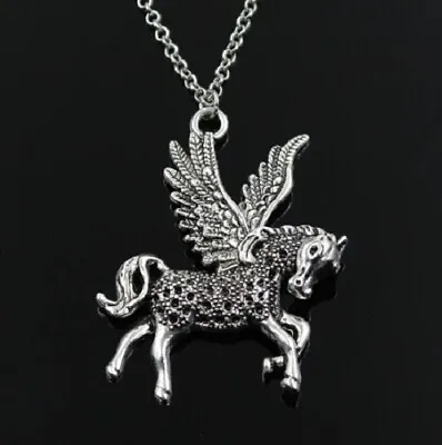 Silver Unicorn Pendant Necklace & Chain Silver Indian Nature Fantasy Horse Pony • £3.14