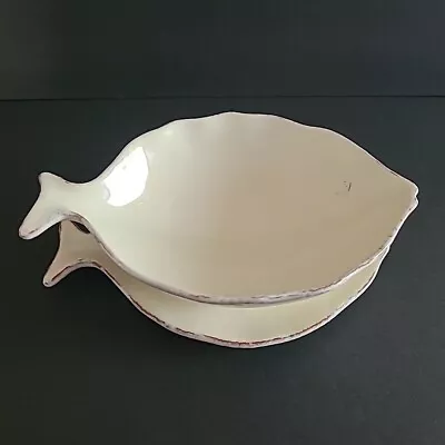 VIETRI Cucina Fresca Fish Shaped Cream Ceramic Bowl & Matching Tray Dish Italy • $38.99