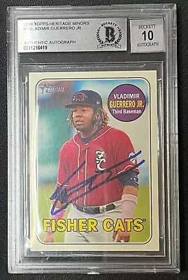 Vladimir Guerrero Jr 2019 Topps Heritage Minor Autograph BAS 10 AUTO ON CARD • $11