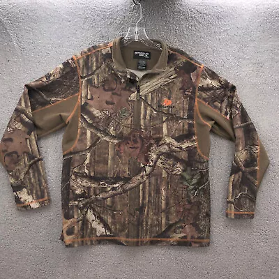 Mossy Oak Break-Up Infinity Mens Green Camo Outdoors Half Zip Jacket Shirt Large • $21.49