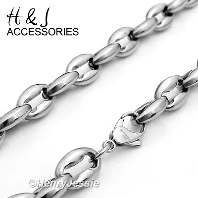 18-40 MEN 316L Stainless Steel 8mm Silver Puffed Mariner Link Chain Necklace • $9.99