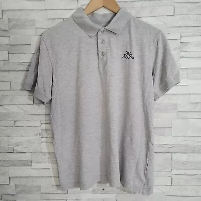 Mens KAPPA Polo Shirt Grey Medium Casual Cotton Viscose Comfort Logo • £11.20