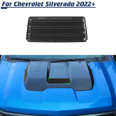 Carbon Fiber Hood Scoop Cover Trim Accessories For Chevy Silverado 1500 2022+ • $27.99