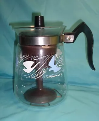 G17 Vintage CORY D35A 5 Cups Glass PERCOLATOR Coffee Pot W/ Insert Blue Birds • $29.99