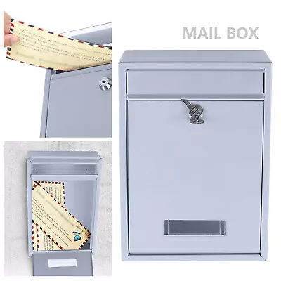 Stainless Steel Mail Letter Post Box Outdoor Wall Mounted Lockable Mailbox+2Keys • $31.35