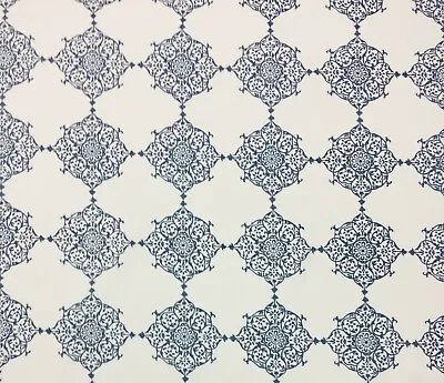 Ballard Designs Larissa Blue Geometric Medallion Soft Cotton Fabric By Yard 56 W • $17.99