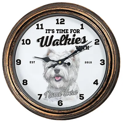 Personalised Kitchen Clock Westie Round Wall Hanging Dog Home Cute Gift DC34 • £22.95