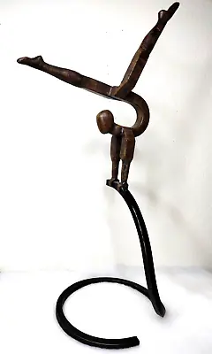 Solid Bronze-toned Gymnast Museum Quality Sculpture 24  Freestanding Sturdy Base • $97.88