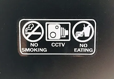 £2.62 • Buy No Smoking Eating Drinking  CCTV  X 2  Car Taxi Van White On Clear Peel-stick