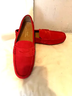 Polo Ralph Lauren Men's Wes Red Suede Slip-on Loafer Shoes £125 • £80