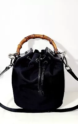 Gucci Vintage Bamboo Nylon/leather Drawstring Bag • $250