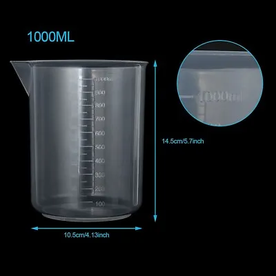 1 Litre Measuring Cup Plastic Jug Beaker Kitchen Tool For Laboratories Parts UK • £4.98