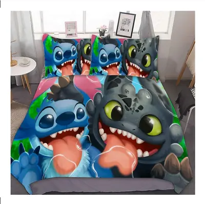 $59.99 • Buy Funny Lilo Stitch Dragon Full Bedding Set (4pcs)