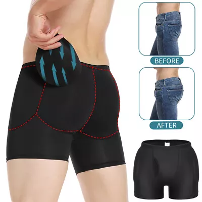 Mens Padded Bum Pants Hip Enhancer Butt Booty Lifter Shaper Bodyshorts Shapewear • £6.79