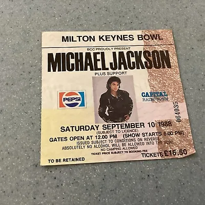 Michael Jackson Ticket Milton Keynes 10/09/88 Bad Tour • £10